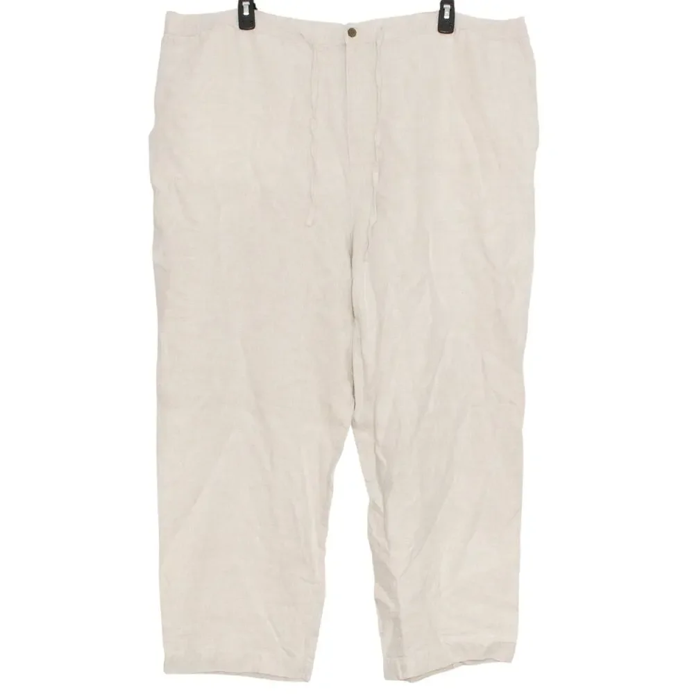 Axis Mens Pants 100% Linen Drawstring Lagenlook Minimalist Tan Size 3XB FG